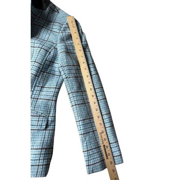 Talbots CLASSIC SHETLAND BLAZER Jacket GLEN PLAID Blue size 10 Petite Button Fro - Picture 7 of 14
